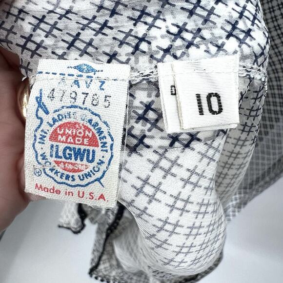 Vintage Bespoke Union Made Custom Navy Silk Pajamas Long Nightgown - Picture 6 of 7